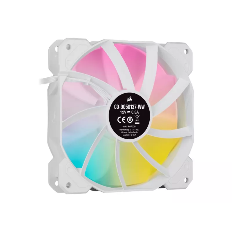 Corsair iCUE SP120 RGB ELITE Performance 120mm Balts PWM ARGB Case Fan Triple Pack