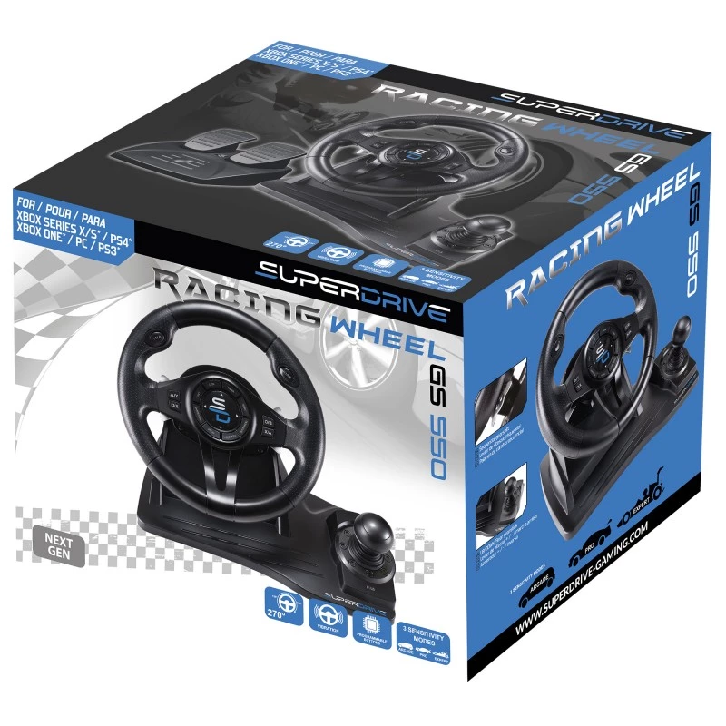 Subsonic SA5596-NG spēļu kontrolieris melns USB stūre pedāļi 270°