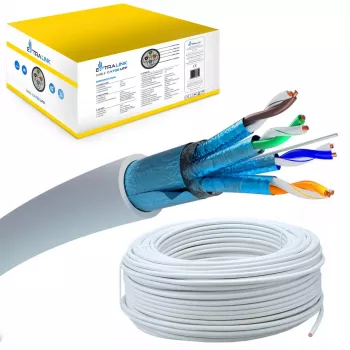 Tīkla kabelis Extralink Vītā pāra CAT6A FTP (F/FTP) V2 Indoor 500M Pelēks