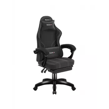 Spēļu krēsls huzaro Force 3.7 Carbon Melns — ergonomisks, regulējams augstums 107.5–116.5 cm, 5 riteņi, jostasvietas un kakla spilveni