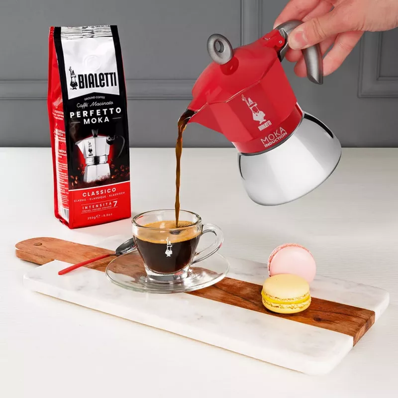 Moka katls Bialetti Moka induction 0,1 L sarkans sudrabains