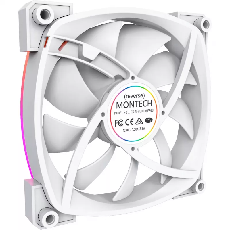 Montech RX140 PWM 140mm ARGB korpusa ventilators - balts