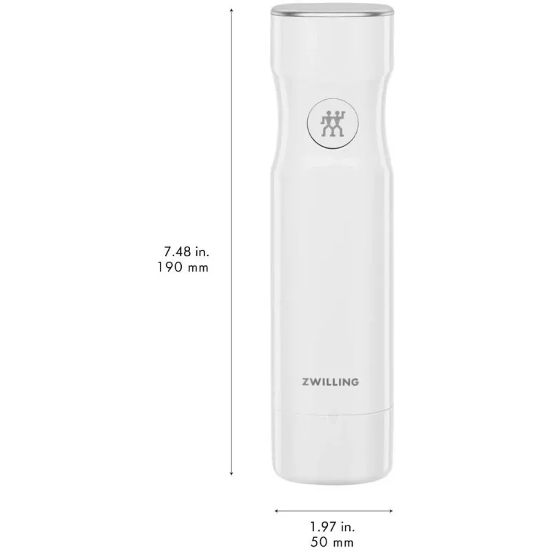 Vakuuma aizzīmogotājs ZWILLING FRESH & SAVE Balts sūknis, baterija 3.7V, MicroUSB uzlāde, 190×50×50 mm, 330 g