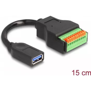 DeLOCK USB 3.2 Gen 1 kabelis Type-A sievišķā uz spaiļu bloka adapteris 15 cm
