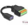 DeLOCK USB 3.2 Gen 1 kabelis Type-A sievišķā uz spaiļu bloka adapteris 15 cm