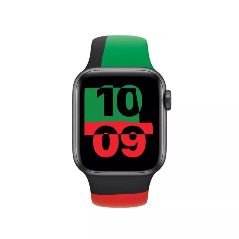 Apple 40mm Melns Unity sporta aproce M/L melna, zaļa, sarkana