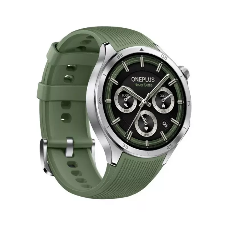 OnePlus Watch 3 Emerald Titanium viedpulkstenis, 46 mm, 1,5 collu AMOLED, GPS, zaļa gumijas siksniņa