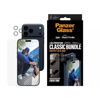 Ekrāna un kameras objektīva aizsargu komplekts PanzerGlass Apple iPhone 17 Pro Max — caurspīdīgs 2-in-1
