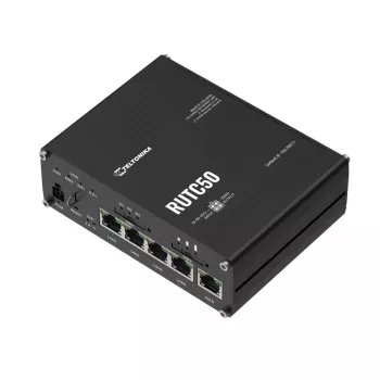 Teltonika RUTC50 bezvadu maršrutētājs Gigabit Ethernet Divjoslu (2.4 GHz / 5 GHz) 5G Melns