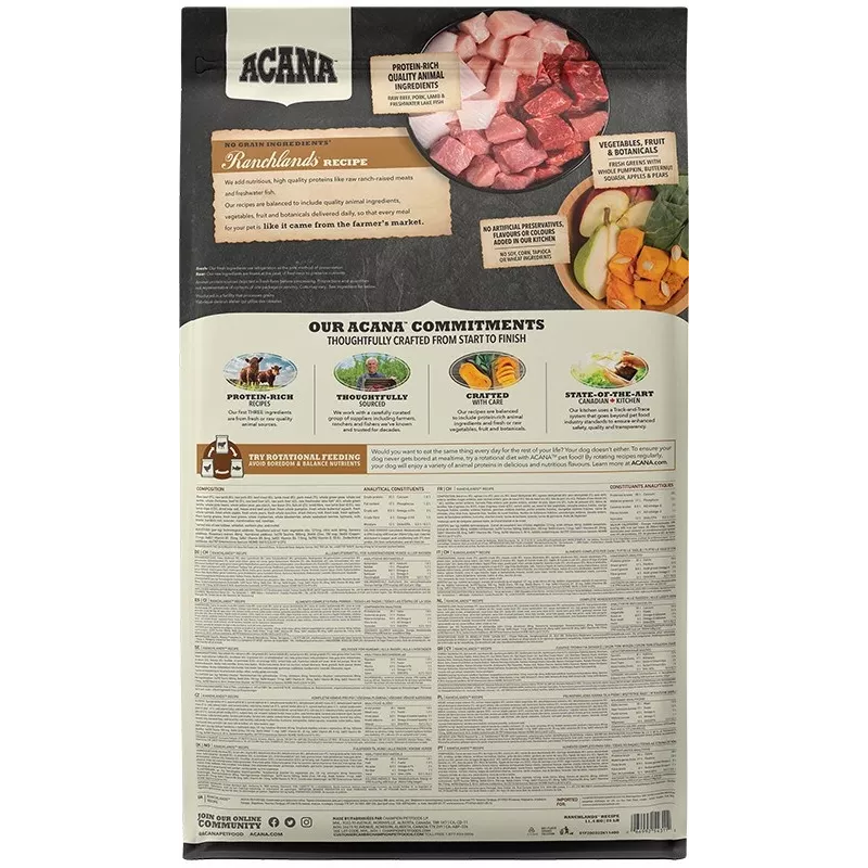 ACANA Highest Protein Ranchlands - sausā suņu barība - 11,4 kg