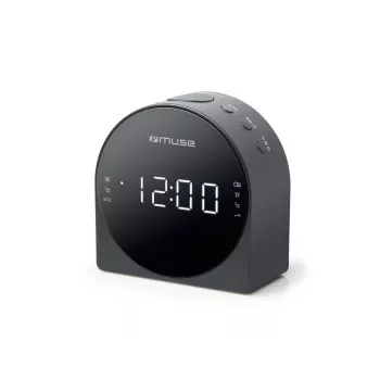 Modinātājradio Muse M-185 CR — FM/MW, 0,9 collu LED displejs, AC 230V ar AAA bateriju rezerves barošanu, melns