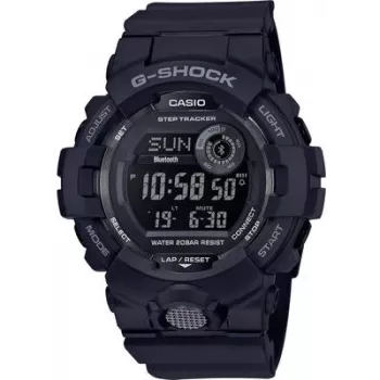 Digitālais pulkstenis CASIO GBD-800-1BER — sveķu korpuss 48,6 mm, siksniņas platums 15,5 mm, izciļņu attālums 54,1 mm, melns
