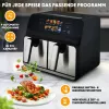 Karstā gaisa fritieris ProfiCook PC-FR 1287 H — dubultā 8 L, 2200 W, skārienjūtīgs LED, melns/nerūsējošais tērauds