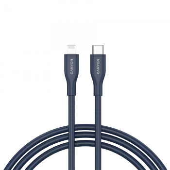 USB‑C uz Lightning kabelis CANYON CLNM60 60W MFi 1 m silikona zils