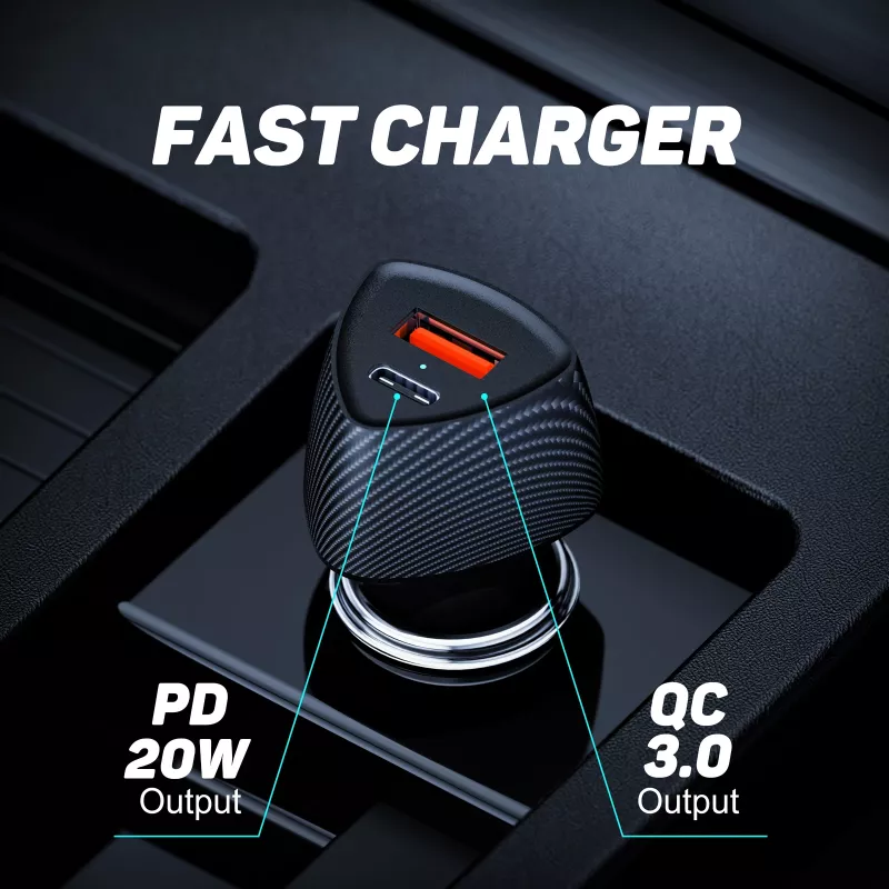 Auto lādētājs Tellur FCC10 38W 6A PD20W QC3.0 — USB-C un USB-A transportlīdzekļa strāvas adapteris