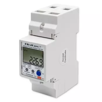 Qoltec 50882 Vienfāzes elektroniskais enerģijas patēriņa skaitītājs DIN sliedei | Wi-Fi | TUYA | 230V | LCD