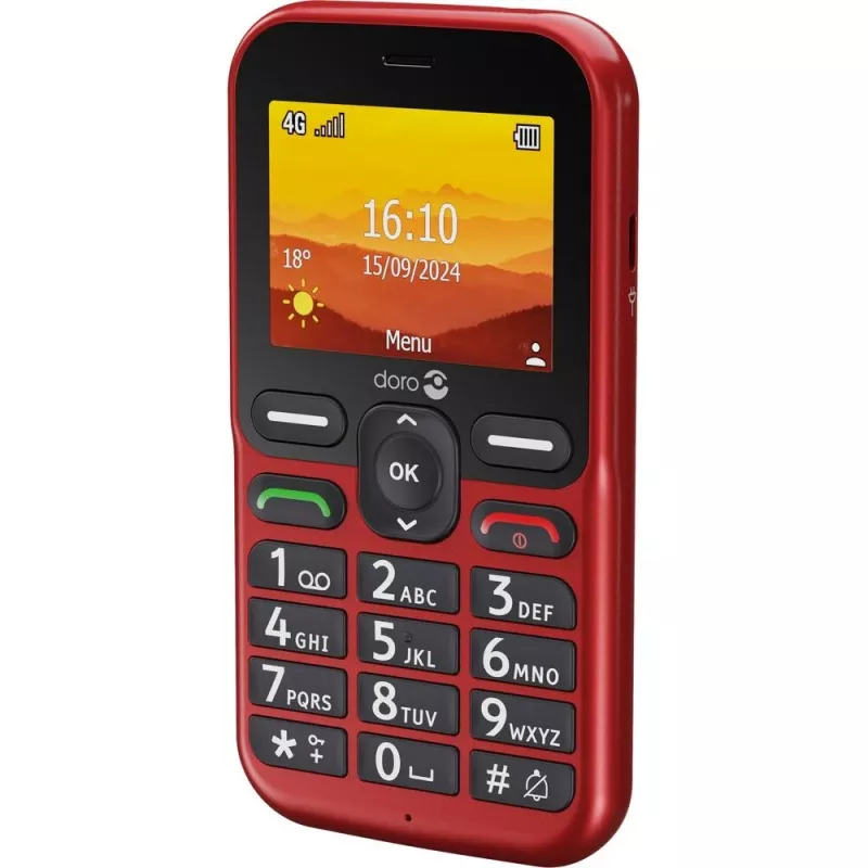 Doro Leva L10 4G, lielo pogu tālrunis, sarkans (380571)