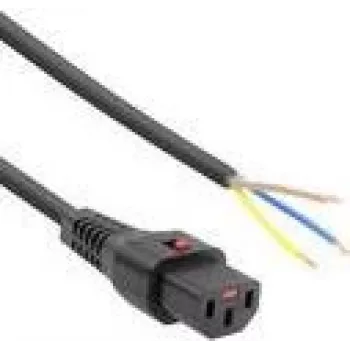 ACT Powercord C13 IEC Lock atvērtais gals melns 4 m PC1026 230V 10A