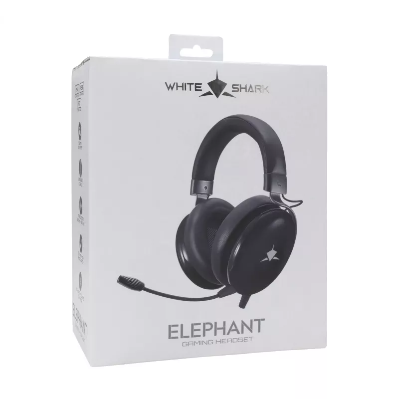 Spēļu austiņas White Shark GH-2540 Elephant Melns ar RGB apgaismojumu un noņemamu mikrofonu