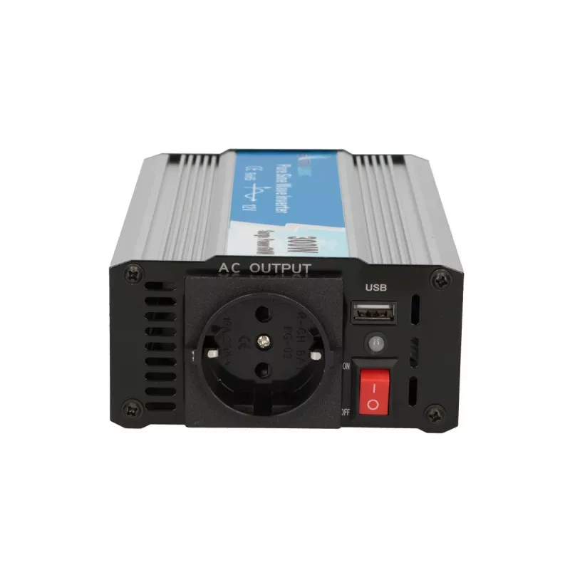 Sprieguma pārveidotājs Extralink OPIP-300W 12V 300W tīrs sinusoidāls, alumīnija korpuss, aktīvā dzesēšana