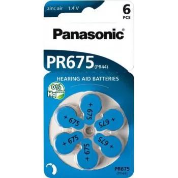 Panasonic PR675 (PR44) dzirdes aparātu baterijas, cinka-gaisa, 605 mAh, 6 gab.