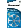 Dzirdes aparāta baterijas Panasonic PR 675 (izmērs 10), 605 mAh, Cinka-gaisa, 6 gab. iepakojumā