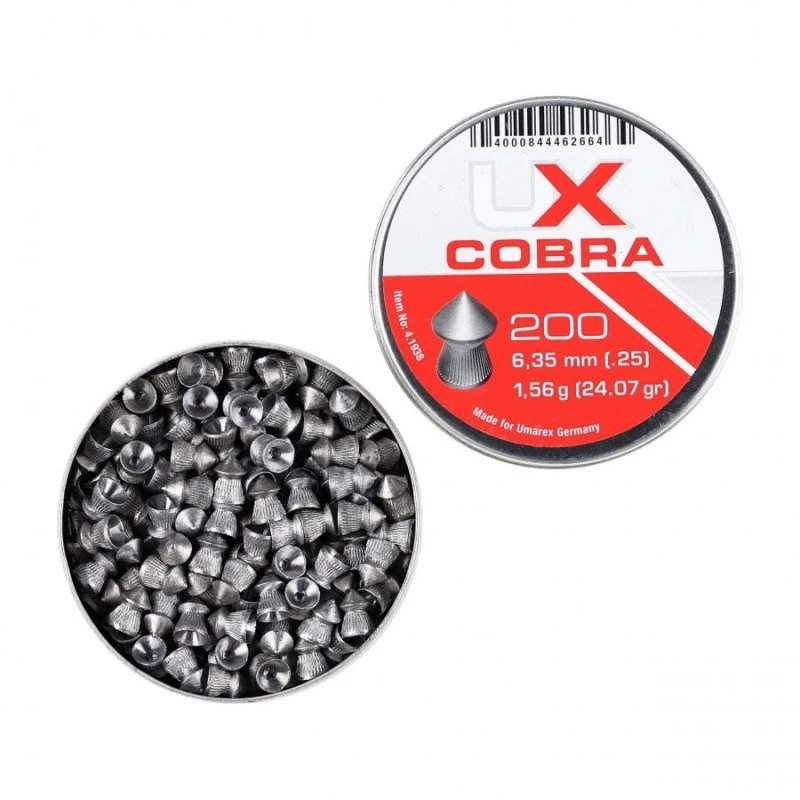 Gun pellet UMAREX Pointed Ribbed Shot Cobra 6.35 mm, 1.56 g, sudraba, 200 gab.