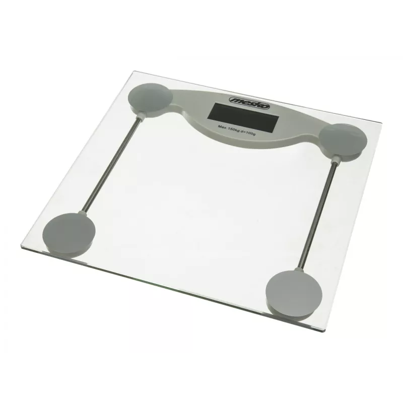 Elektroniskie personiskie svari Mesko MS 8137 — ietilpība 150 kg, precizitāte 100 g, balts/caurspīdīgs