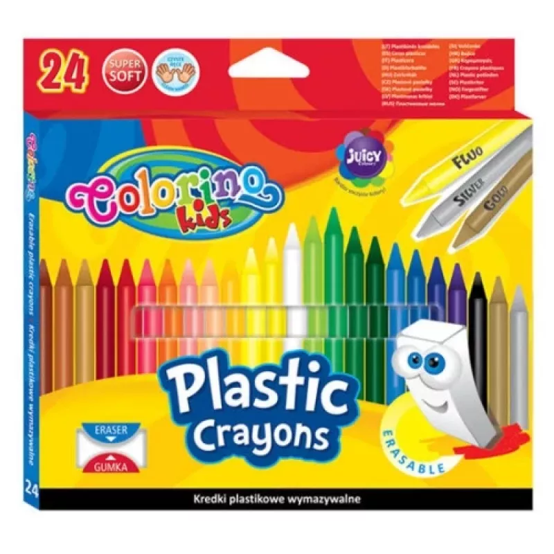Colorino Kids Erasable Plastic Crayons 24 krāsas