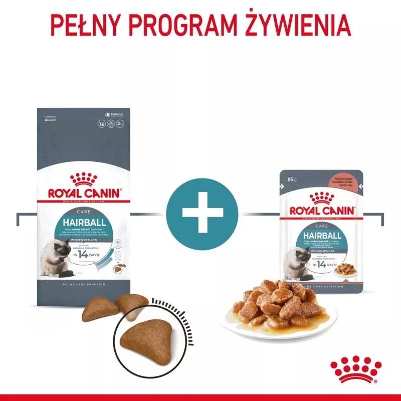 Sausā kaķu barība Royal Canin Hairball Care pieaugušiem kaķiem 2 kg — vista, 34% olbaltumvielu, 15% tauku