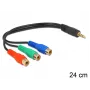 Audio kabelis DeLOCK 62499 0,24 m, 3,5 mm uz 3 x RCA, melns