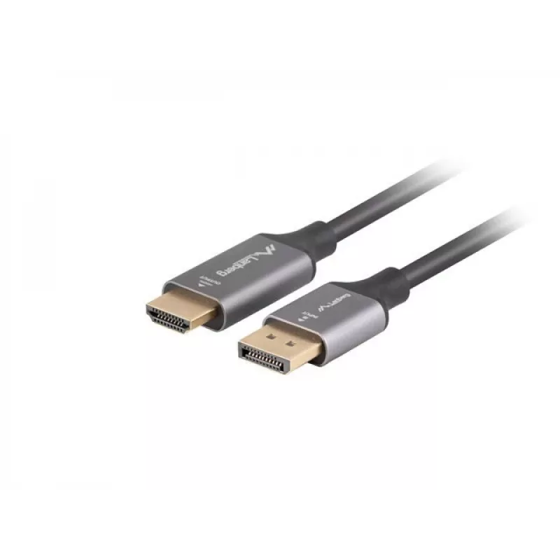 Displayport(M)-HDMI(M) kabelis 1M 4K melns un sudrabains