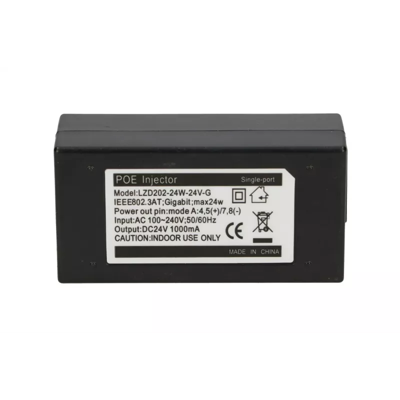 PoE barošanas bloks Extralink POE-24-24W-G 24V 1A 24W Gigabit, iekštelpām, melns, maiņstrāvas kabelis iekļauts