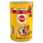Mitrā suņu barība Pedigree Beef Adult 400 g bundža — liellopu gaļas garša, 7,2% olbaltumvielu, 3,8% tauku, 82,5% mitruma