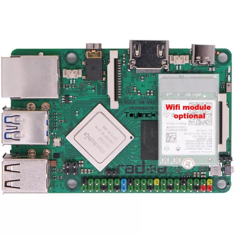 Viena plates dators ALLNET Radxa Rock 3A 8GB RK3568 četrkodolu Cortex-A55 2GHz