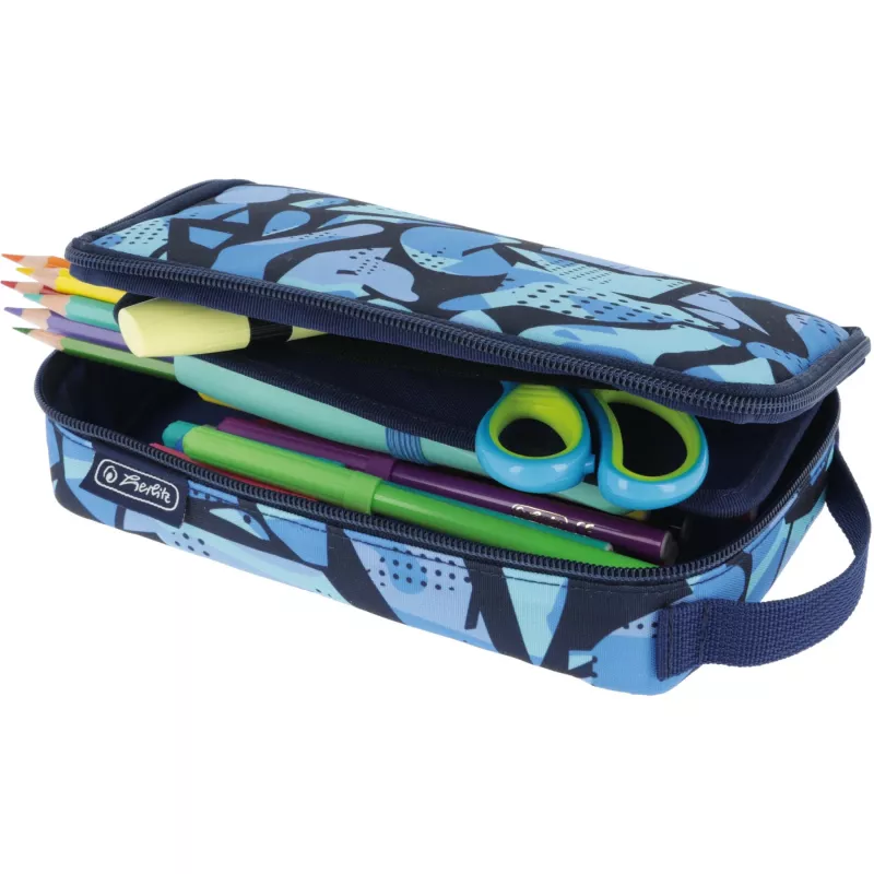 Penālis Herlitz 2 Go CamoBlue poliesters zils 210x130x60mm