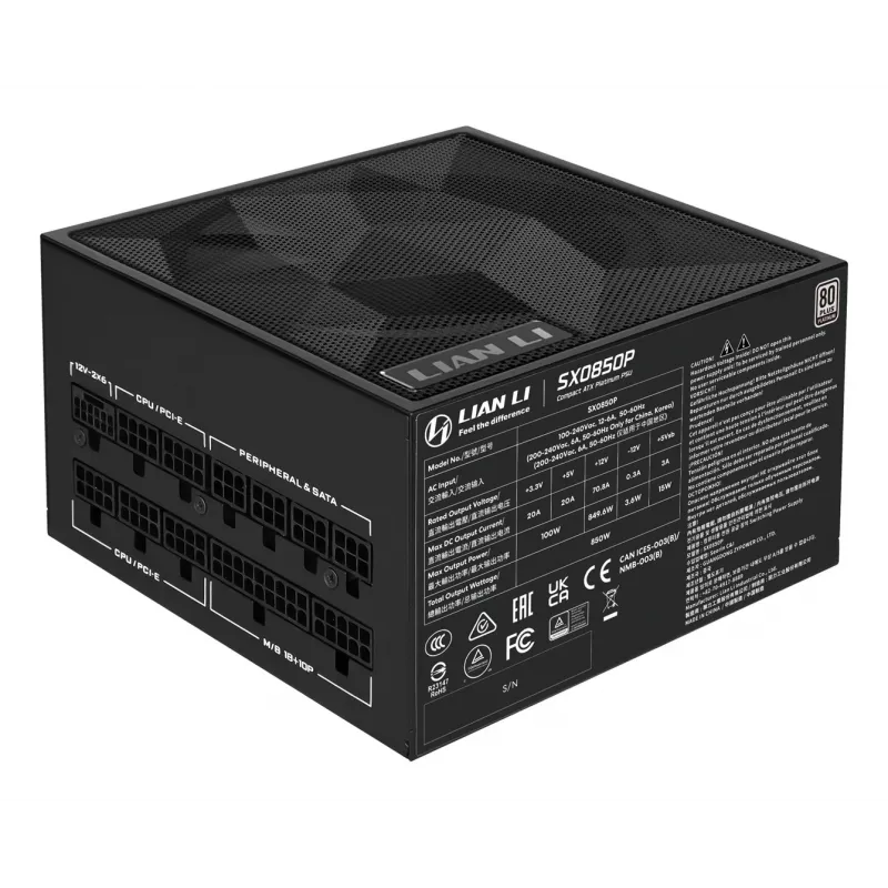 Barošanas bloks lian li SX Series 850W 80 PLUS Platinum pilnībā modulārs PCIe 5.1 ATX 3.1