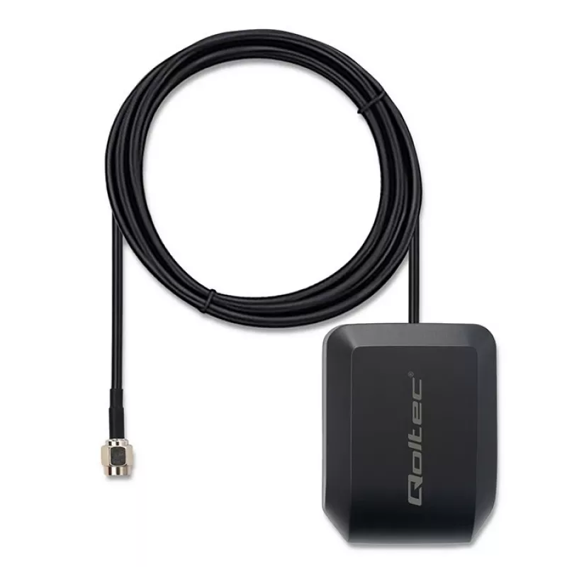 GPS/GLONASS antena QOLTEC modelis 57055 ar magnētisko pamatni, 28 dB pastiprinājums