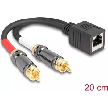 DeLOCK audio kabelis 0.2 m RJ-45 2 x RCA melns