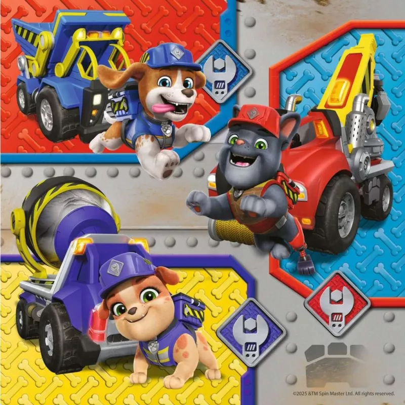 Bērnu puzļu komplekts Ravensburger Rubble & Crew darba transportlīdzekļi — 3 puzles × 49 gabali
