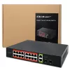 Tīkla komutators QOLTEC 52292 — Gigabit Ethernet PoE, 16x RJ45, 2x RJ45 augšupsaites, 2x SFP