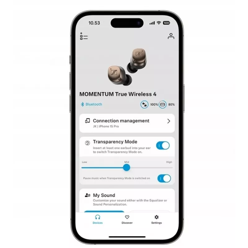 SENNHEISER Momentum MTW4 Wireless Bluetooth Noise-Cancelling Sports Earbuds - balta & Silver