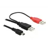USB kabelis DeLOCK 2x USB2.0-A vīr. / USB mini 5-pin 1 m Melns