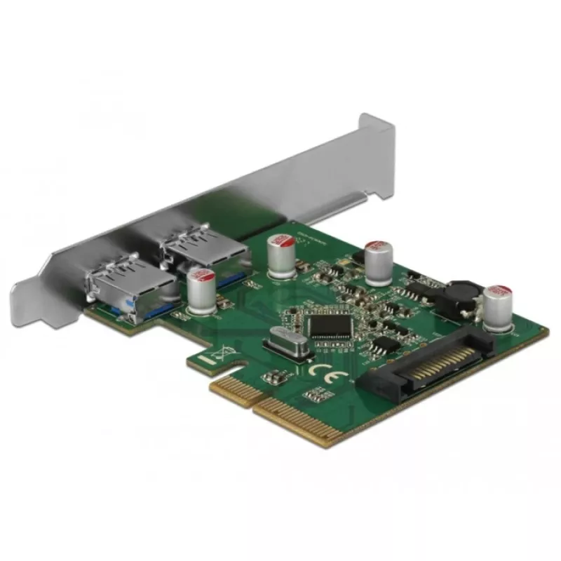 Delock PCI Express x4 karte ar 2 x ārējiem USB 3.1 Gen 2 Type-A ligzdām (90298)