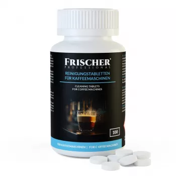 Kafijas automātu tīrīšanas tabletes FRISCHER 100 gab. blisterī, 1,3 g, 16 mm diametrs