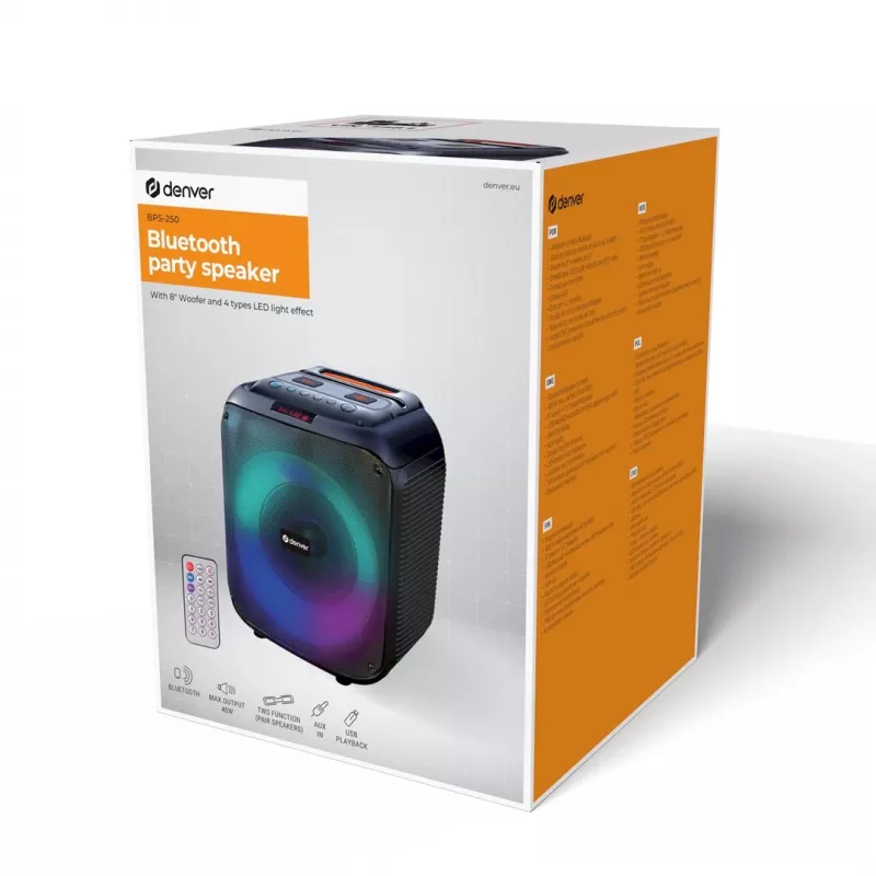 Stereo Portable Speaker Denver BPS-250 Melns