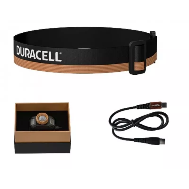 Galvaslampa Duracell DH1500R — melna/oranža, uzlādējama brīvroku gaisma