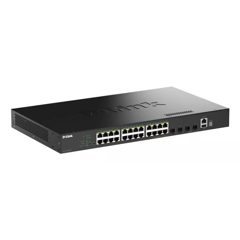 D-Link 28 portu Gigabit kaudzējams PoE+ viedais pārvaldāmais slēdzis ar 4 x 10G SFP+ portiem