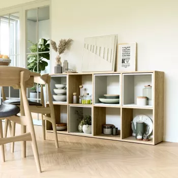 Bookcase top e shop MALAX 2X4 SONOMA, Sonoma oak, 8 shelves, 1470×300×750 mm