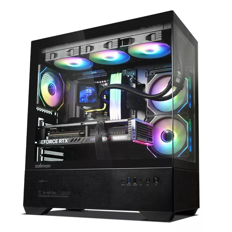PC korpuss CHRONIX V2 Mid Tower ARGB ventilators x3 melns